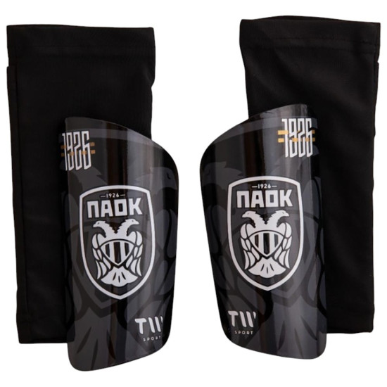 TW Παιδικές επικαλαμίδες ποδοσφαίρου PAOK Shin Guards Font with Sleeves